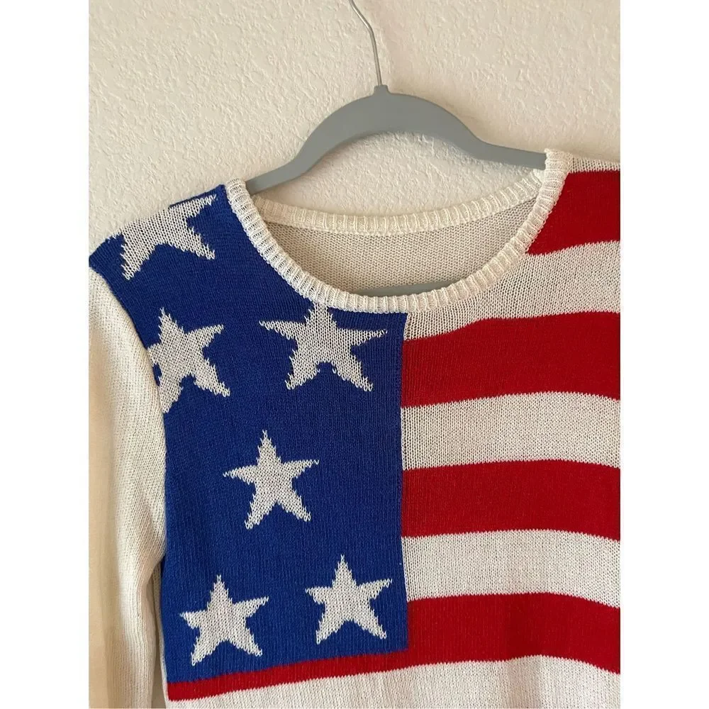 American flag themed sweater xs‎